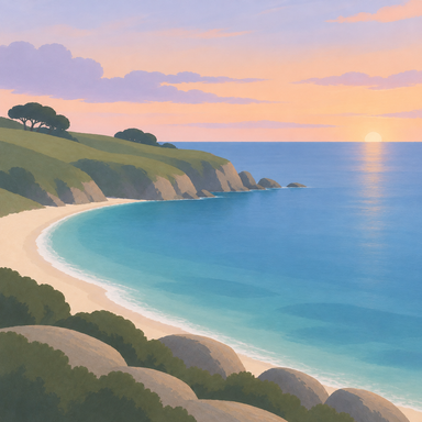 Softly painted coastal cove